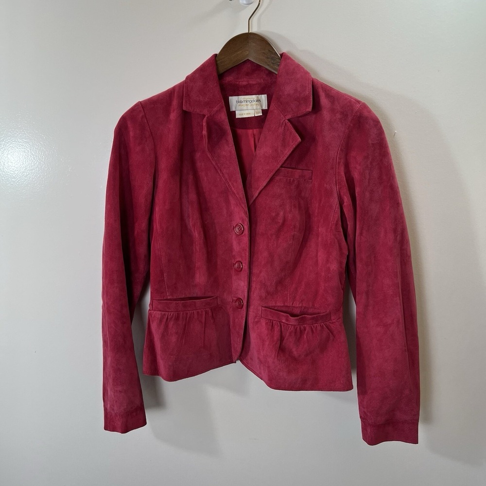 Margaret Godfrey Bloomingdales Womens Suede Jacket S 4P Hot Pink Barbiecore Glam